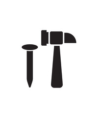 hammer with nail icon, vector best flat icon.