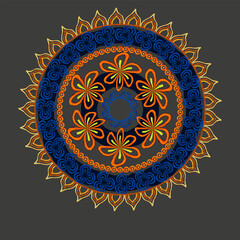 Indian rangoli circle hindu design pencil textured colorful vector card poster