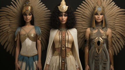 the role of ostrich feathers in ancient Egyptian fashion - obrazy, fototapety, plakaty