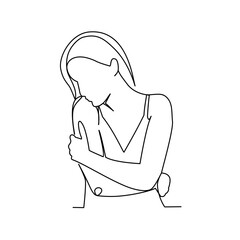 Woman illustration drawn in line art style