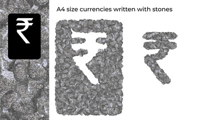A4 size currencies written with stones
