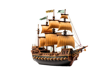 Toy Pirate Ship White Isolation on a transparent background