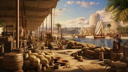 the role of trade in the ancient Egyptian economy - obrazy, fototapety, plakaty