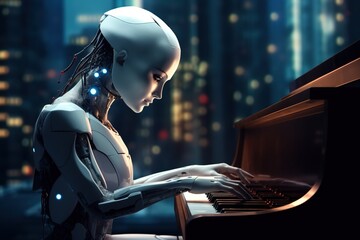 robot playing piano