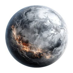Ash Grey Planet Isolated on Transparent or White Background, PNG