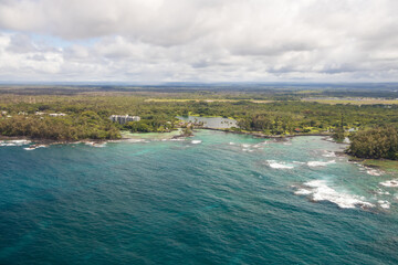 Fototapeta na wymiar Aerial view of Hilo on the Island of Hawai'i 