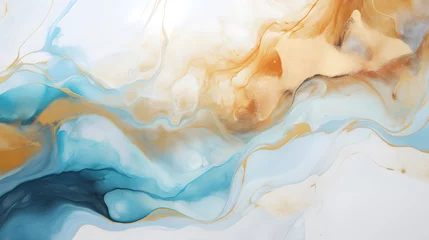 Crédence de cuisine en verre imprimé Cristaux Abstract marble blue and gold background. Invitation backdrop