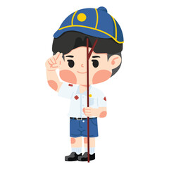 Kid boy scout thai uniform cartoon