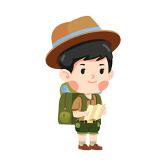 Kid Boy hiker With Backpack