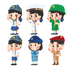 Set of Thai boy and girl scouts uniforms