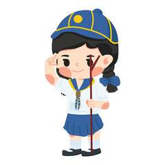 Kid girl scout thai uniform cartoon