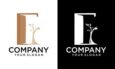 open door home tree natural line style simple minimal logo design vector icon illustration