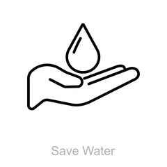 Save Water and water preservation icon concept