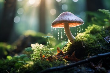 Fototapeta premium Group of magical growing mashroom