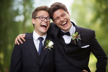 Celebrating Love Joyful Wedding Day For Gay Couple. Сoncept Nature-Inspired Photoshoot, Elegant Wedding Decor, Timeless Love, Candid Moments