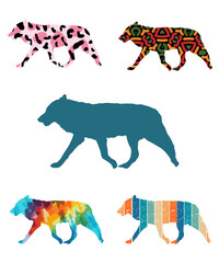 Wolf Silhouette Various Illustrations