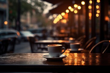 Coffee Shop Photograph With Magical Bokeh Effect, Ideal For Decor Photorealism