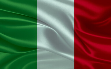 3d waving realistic silk national flag of Italy. Happy national day Italy flag background. close up