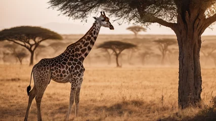 Poster Im Rahmen giraffe in the savannah © Adriano