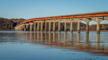 Fototapeta na wymiar Natchez National Parkway - bridge over Tennessee River from Tennessee to Alabama