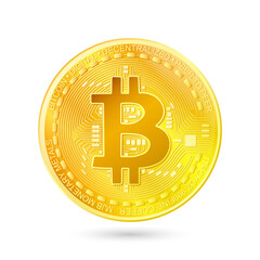 Bitcoin gold coin. 3d illustration, icon, vector