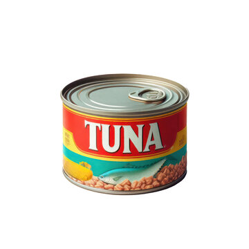 Tuna fish tin can product isolated on white transparent background, png