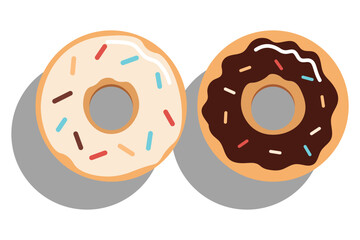 delicious doughnut donut with pink chocolate sprinkle topping design concept flat vector