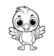 Turkey bird cartoon coloring page - coloring book for kids