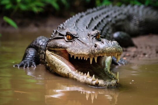 Crocodile Showing Its Open Mouth Photorealism