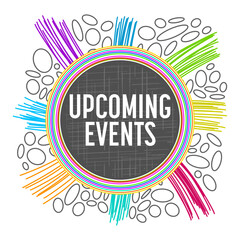 Upcoming Events Colorful Grey Lines Circles Circular Text 