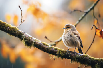 illustration of bird in autumn forest. Created with Generative AI