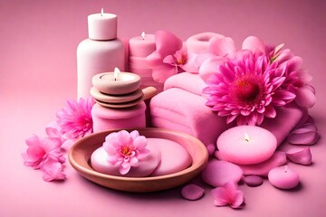 Fototapeta na wymiar Isolated pink accessory for spa or sauna