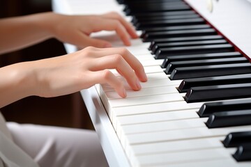 Fototapeta premium hands of a child playing the piano