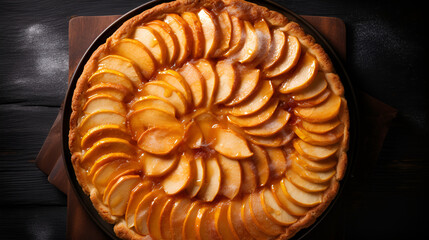Fresh baked glazed homemade apple tart pie