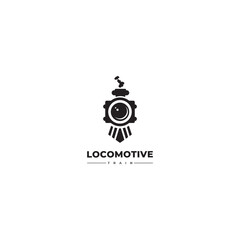 Vintage Old Locomotive Train Machine Logo Design Vector