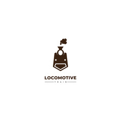 Vintage Old Locomotive Train Machine Logo Design Vector