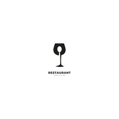 Restaurant logo with spoon and fork icon, modern line concept.