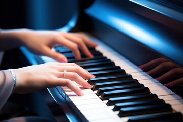 Obraz premium hands of a person playing the piano
