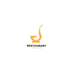 Restaurant logo with spoon and fork icon, modern line concept.