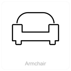 Armchair and arm icon concept 