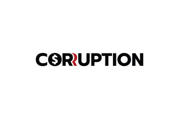corruption lettering with a coin as the letter O and a hidden second R.