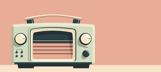 Fototapeta premium Radio old fashioned illustration, retro wall background. World Radio Day concept, copy space