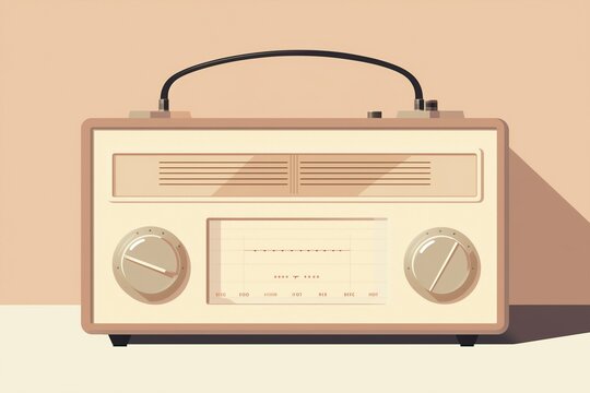 Radio old fashioned illustration, retro wall background. World Radio Day concept, copy space