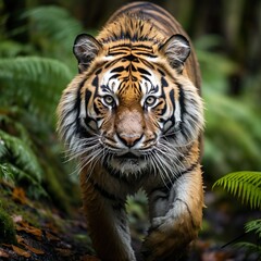 Fototapeta premium A big tiger walking in the forest