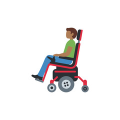 Man in Motorized Wheelchair: Medium-Dark Skin Tone