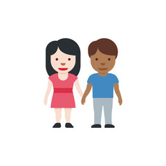 Obraz premium Woman and Man Holding Hands: Light Skin Tone, Medium-Dark Skin Tone