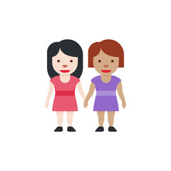 Two Women Holding Hands: Light-Skin Tone, Medium-Skin Tone