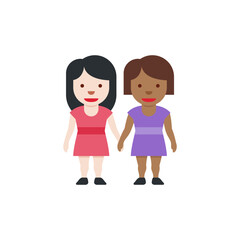 Two Women Holding Hands: Light-Skin Tone, Medium-Dark Skin Tone