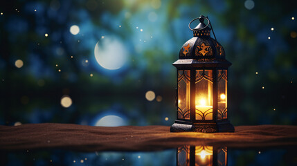 Ramadan celebration arabic lantern background illustrations. Generative ai