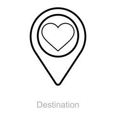 Destination and heart icon concept 